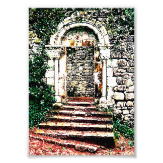 Impression Photo Porte rocheuse et escaliers dans le château maure