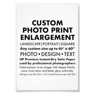 Impression Photo Portrait 5 po x 7 po sur mesure Élargissement de p