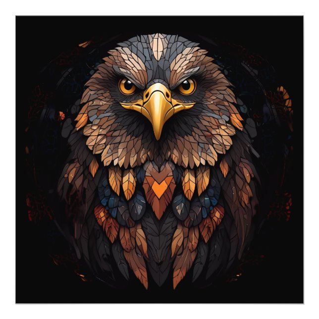 Impression Photo Portrait d'aigle mosaïque (Devant)