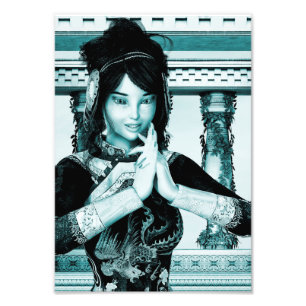 Impression Photo Portrait d'art de femme royale asiatique en bleu