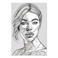 Portrait d'art de ligne monochrome Abstrait