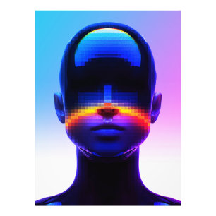 Impression Photo Portrait d'art futuriste Pixel - Abstrait numériqu