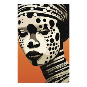 Impression Photo Portrait d'Art Tribal Monochrome de Femme