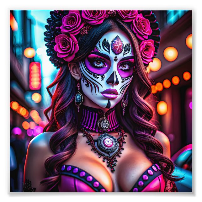 Impression Photo Portrait de Catrina de Día de los Muertos (Devant)