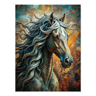 Impression Photo Portrait de cheval majestueux avec Mane à écouleme