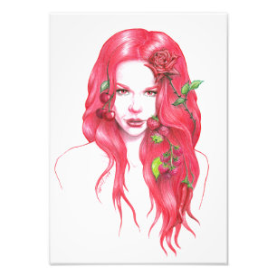 Impression Photo Portrait de femme aux cheveux rouges imaginaire su