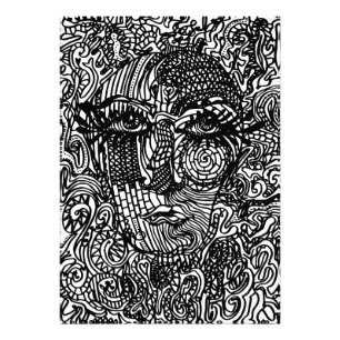 Impression Photo Portrait de ligne Trippy noir et blanc