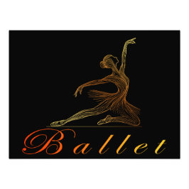 Impression Photo Pose gracieuse d'une ligne d'or Art Ballerina