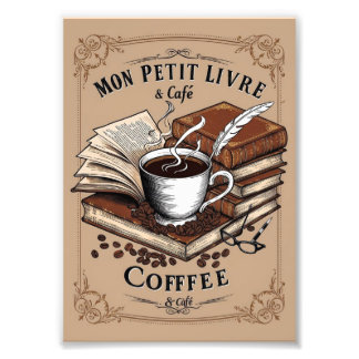 Impression Photo Pôster Café & Mon Petit Livre – A Arte de Ler