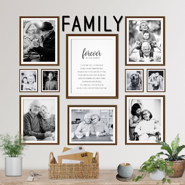 Impression Photo Pour toujours dans nos coeurs Souvenez-vous de l'a (Emotional Family Memorial Sympathy Gift Forever in our Hearts Keepsake Home Decor Wall Art Print)
