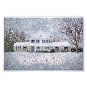 Impression Photo Primitive Winter Snow Country Rustic Open House
