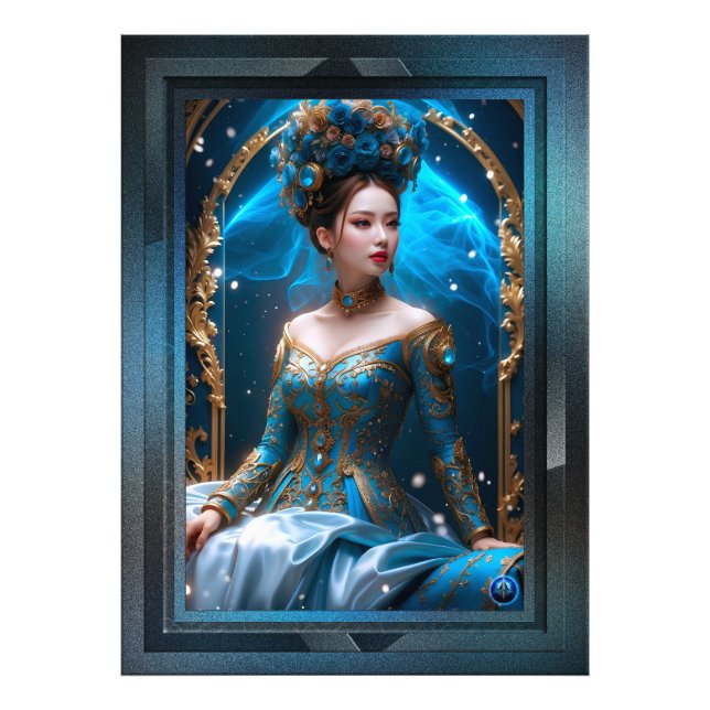 Impression Photo Princesse Du Rose Bleu Art IA par Xzendor7 (Devant)