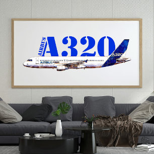 Impression Photo Profil de dessin d'aquarelle d'Airbus A320