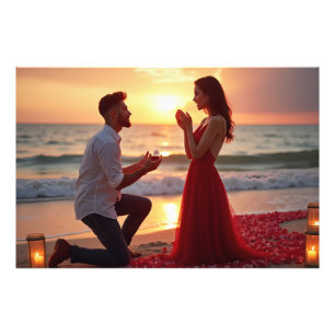 Impression Photo Proposition romantique de plage au coucher du sole