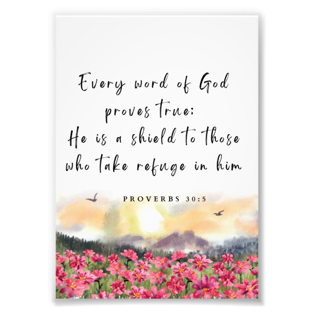 Impression Photo Proverbes 30:5 Bible chrétienne Verse (Devant)