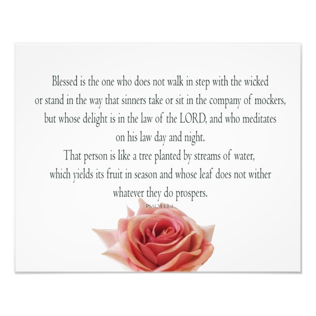 Impression Photo Psaume 1, Law day and Night, Streams of Waters, (Devant)