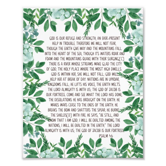Impression Photo Psaume 46 aquarelle bible verse mur art (Devant)