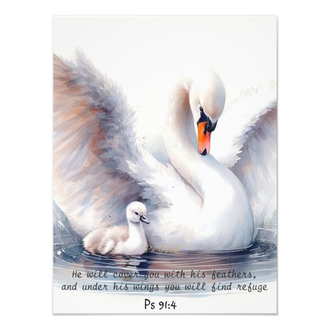 Impression Photo Psaume 91:4 Ailes Protection de Dieu Bible Écritur (Devant)