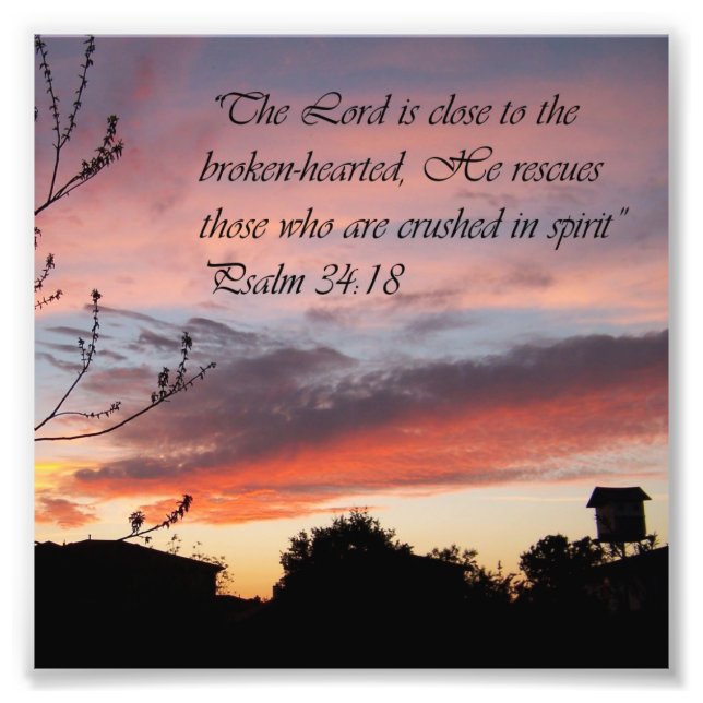 Impression Photo Psaume de coucher rose 24:18 Encouragement Bible I (Devant)
