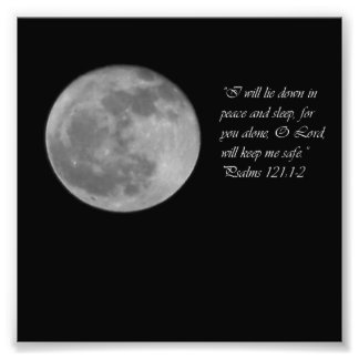 Impression Photo Psaumes de Pleine lune 121:12 Verset d'encourageme