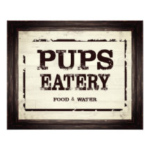 Pups Eatery Chien Nourriture Eau Satin Imprimer