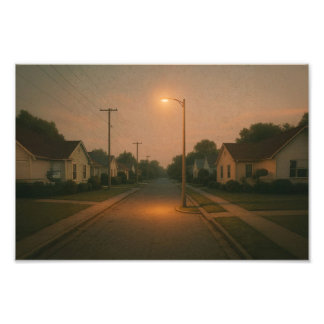 Impression Photo Quartier Twilight avec Streetlight - Dreamcore