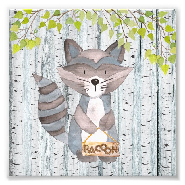 Impression Photo Racoon Woodland Friends - illustration de l'aquare (Devant)
