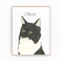 Ragamuffin noir et blanc personnalisé Art Chat