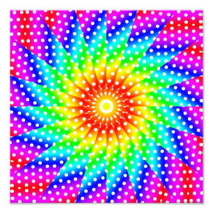 Impression Photo Rainbow Polka Dot Kaleidoscope Mandala