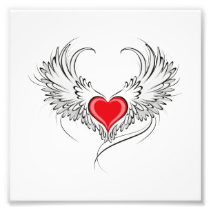 Impression Photo Red Angel Coeur avec ailes