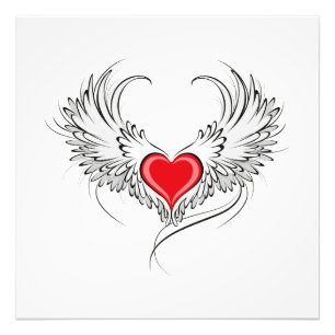 Impression Photo Red Angel Coeur avec ailes