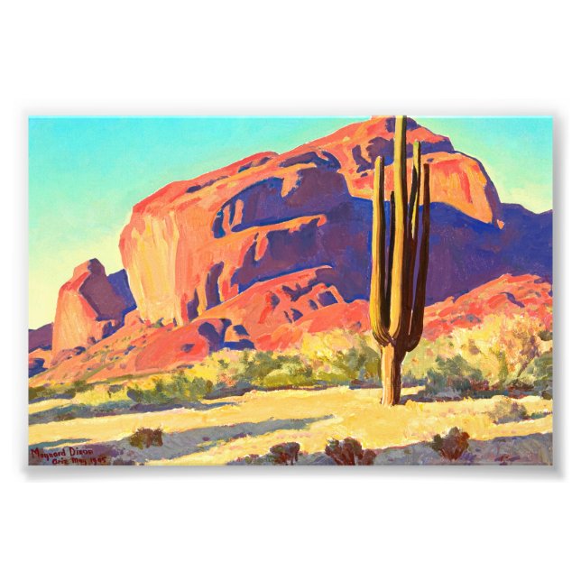 Impression Photo Red Rocks and Cactus par Maynard Dixon (Devant)