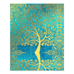 Impression Photo Réflexion de l'arbre d'or sur Blue Peacock