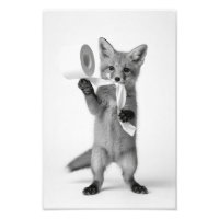 Renard drôle tenant du papier toilette, faune mini