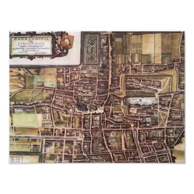Impression Photo Réplique carte de la ville de La Haye 1649 (Devant)