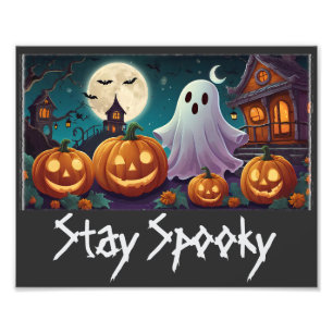 Impression Photo Restez Éffrayants, Fantômes d'Halloween et Citroui