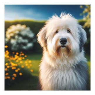 Impression Photo Retrato de um Old English Sheepdog ao Entardecer
