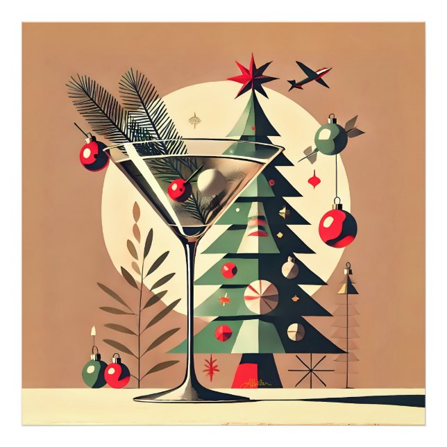 Impression Photo Retro 50s Jet Set Christmas Tree Martini (Devant)