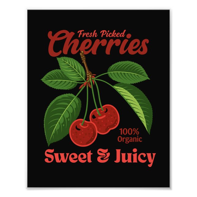 Impression Photo Retro Cerises Fruit Commercial Graphisme Art Style (Devant)