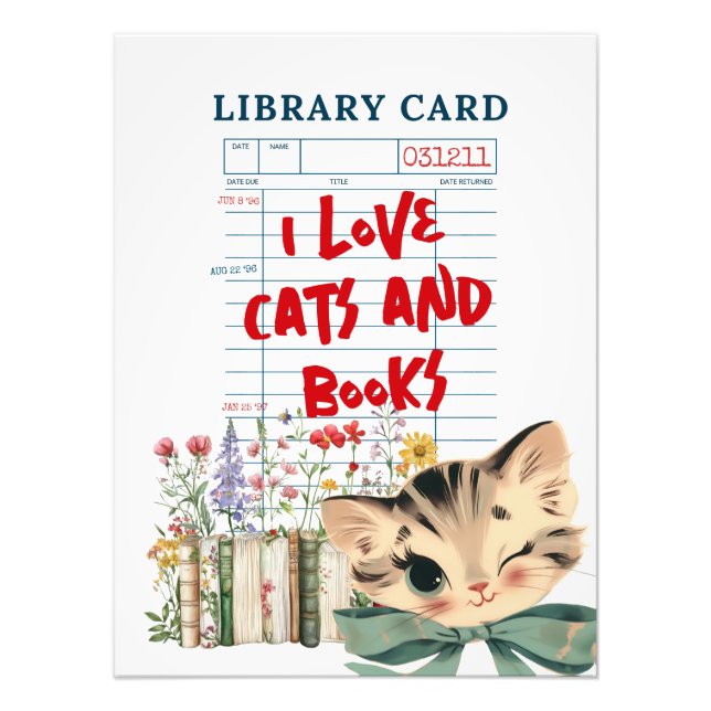 Impression Photo Retro I Love Cats and Books (Devant)