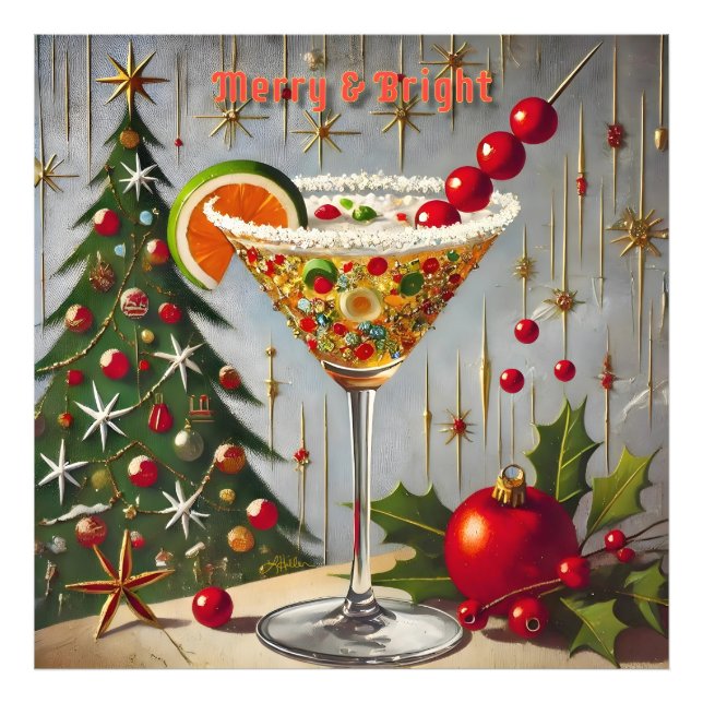 Impression Photo Retro les années 50 Merry Bright Christmas Candy C (Devant)