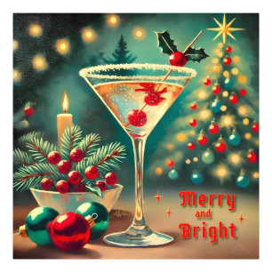 Impression Photo Retro les années 50 Merry Bright Christmas Cocktai