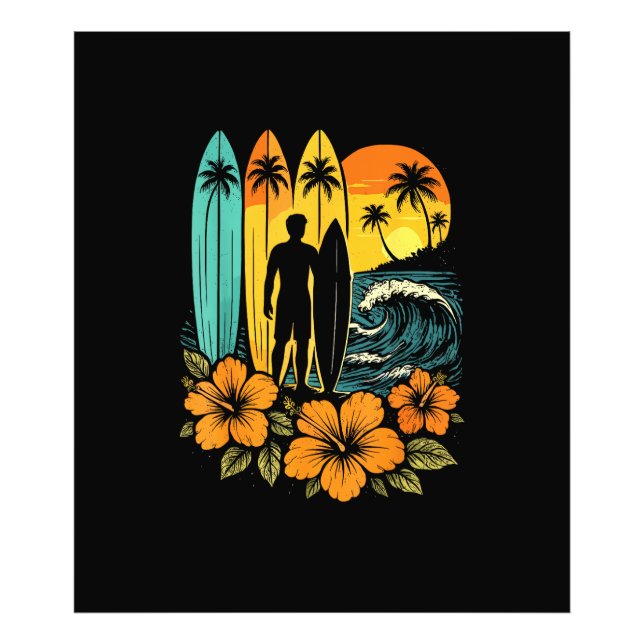Impression Photo Retro Surf Beach Sunset Tropical (Devant)