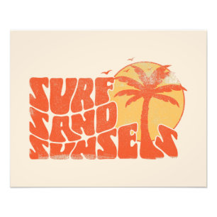 Impression Photo Retro Surf Sand Sunsets Beach Life Palm Tree