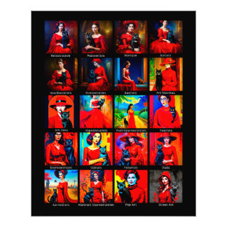 Impression Photo Robe Rouge Modes d'Art Chat Noir