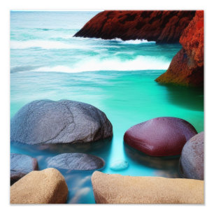 Impression Photo Rochers colorés dans une mer turquoise