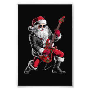 Impression Photo Rock & Roll Noël Santa Claus Guitare Player