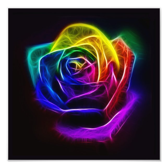 Impression Photo Rose arc-en-ciel fractal (Devant)