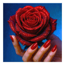 Rose rouge scintillante avec clous