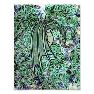 Impression Photo Roses de dragon Vert Nature Dragons Abstrait Rose
